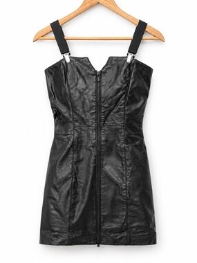 NWT West Coast Leather Black Leather Corset Mini Dress Size 2 Made USA
